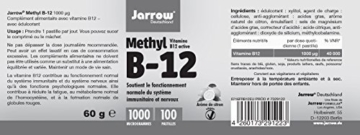 Methyl B12 1000 µg, aktives Vitamin B12 als Methylcobalamin, Lutschtabletten mit Zitronengeschmack, vegan, hochdosiert, Etikett in Deutsch, Englisch und Französisch, Jarrow, 1er Pack (1 x 100 Stück) - 3