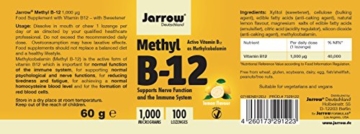 Methyl B12 1000 µg, aktives Vitamin B12 als Methylcobalamin, Lutschtabletten mit Zitronengeschmack, vegan, hochdosiert, Etikett in Deutsch, Englisch und Französisch, Jarrow, 1er Pack (1 x 100 Stück) - 4