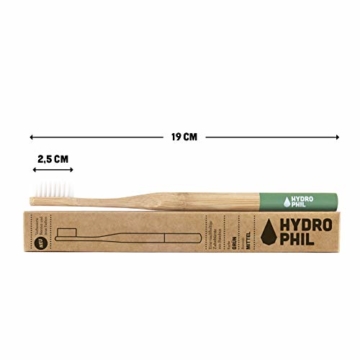 HYDROPHIL Nachhaltige Zahnbürste aus Bambus - Grün - 4er Pack - Borsten mittelweich im Recycling Karton - aus 100% nachwachsenden Rohstoffen – BPA-frei – erdölfrei - Vorratspack - 2