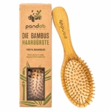 pandoo Bambus Haarbürste mit Naturborsten - Vegan, umweltfreundlich - Natur-Bürste mit Bambusborsten für natürlich schöne Haare für Männer, Frauen & Kinder - Detangler - 1