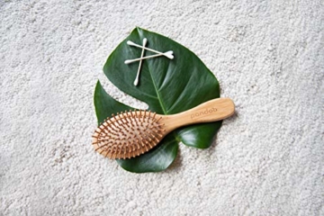 pandoo Bambus Haarbürste mit Naturborsten - Vegan, umweltfreundlich - Natur-Bürste mit Bambusborsten für natürlich schöne Haare für Männer, Frauen & Kinder - Detangler - 3