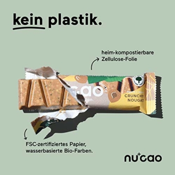 nucao white -Crunchy Nougat- Vegane Weiße Choc mit Bio Nährstoffkick aus crunchy Hanfsamen & cremiger Tigernuss [Nachhaltig Plastikfrei] 12 Riegel, 480g - 5