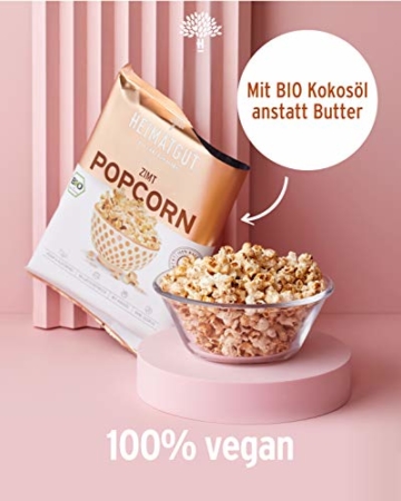 HEIMATGUT® Bio Vegan Popcorn Zimt | Aus bestem Butterflycorn Popcorn-Mais | Mit Bio Kokosöl & Ohne Butter und Palmöl | 8 Popcorn-Tüten à 30g | Glutenfrei & Ohne Künstliche Zusätze (8 x 30g) - 3